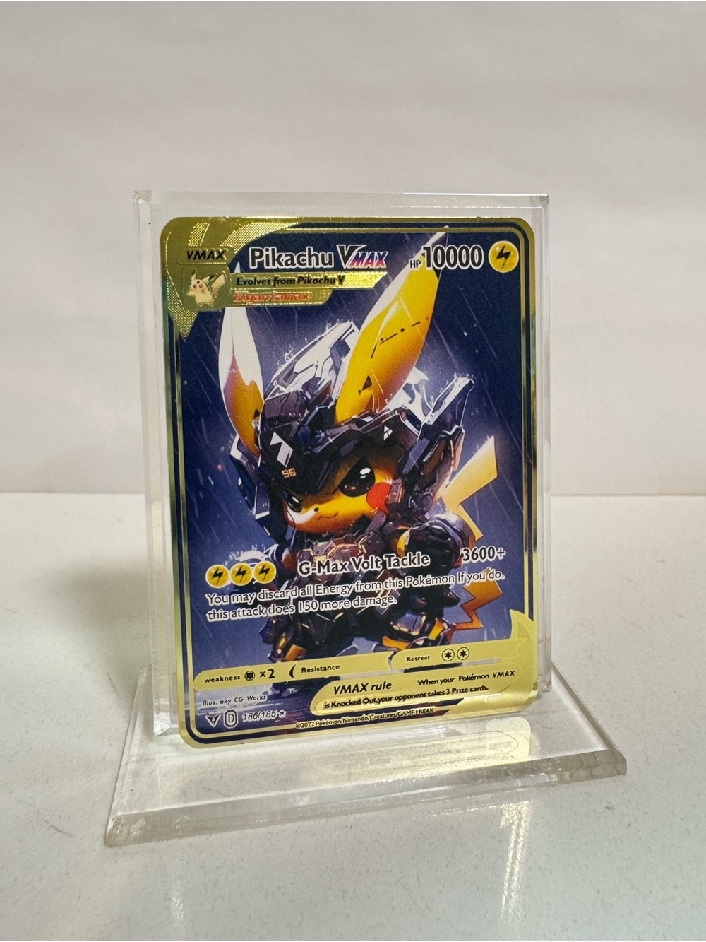 Pokemon Pikachu VMAX  METAL GOLD CARD  - Gift/Display Fan Art -